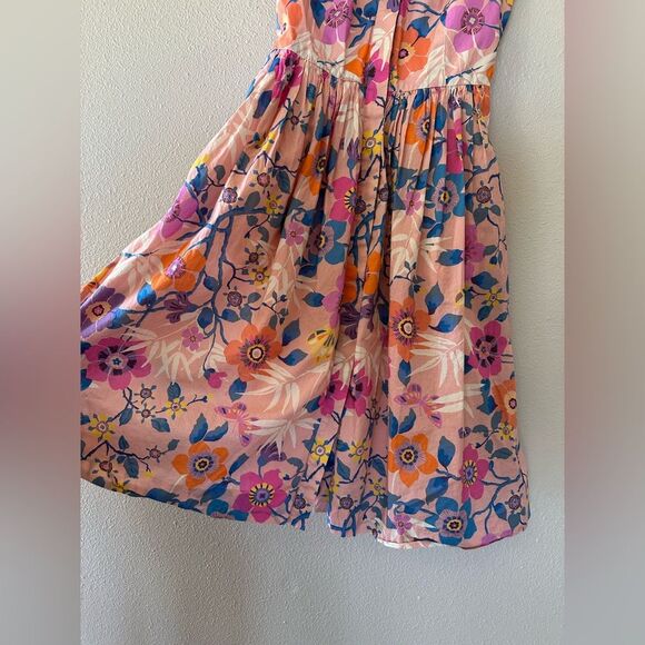 J Crew Liberty London Pavilion Pink Floral High Neck Button Up Midi Dress 00 - Picture 8 of 11